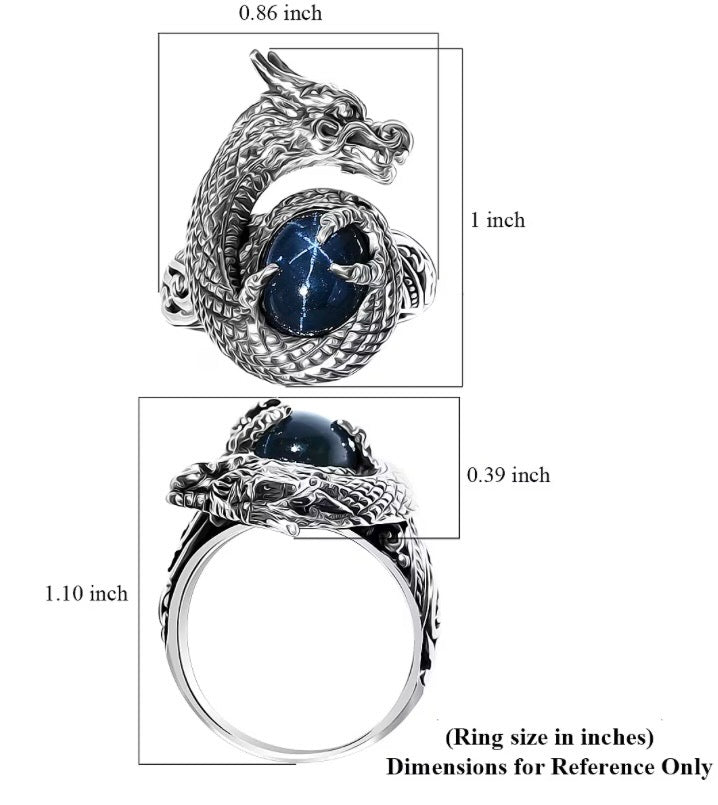Artisan Crafted Blue Star Sapphire Dragon Ring