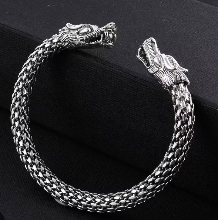 Artisan Crafted Dragon Head Cuff Bracelet