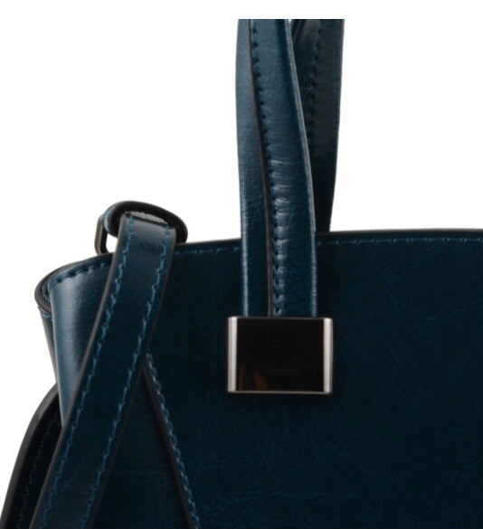 Genuine Leather Handbag / Crossbody Dark Teal Color