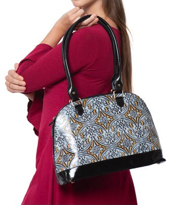 Vivid By Sukriti Damask Pattern Embossed Genuine Leather Shoulder Bag