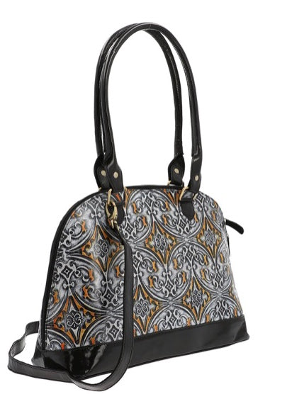 Vivid By Sukriti Damask Pattern Embossed Genuine Leather Shoulder Bag
