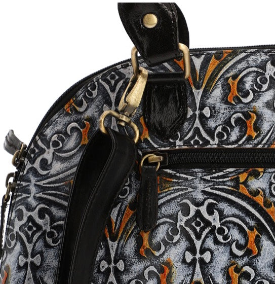 Vivid By Sukriti Damask Pattern Embossed Genuine Leather Shoulder Bag