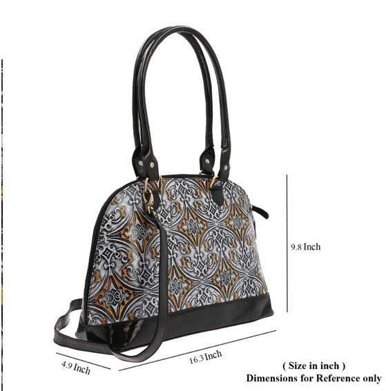 Vivid By Sukriti Damask Pattern Embossed Genuine Leather Shoulder Bag