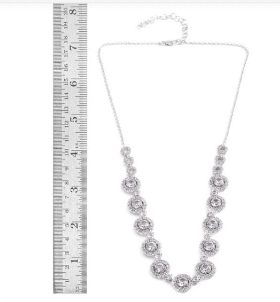 White Sapphire Adjustable Length Silver Necklace