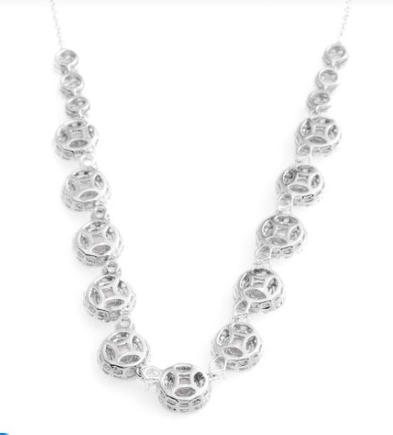 White Sapphire Adjustable Length Silver Necklace