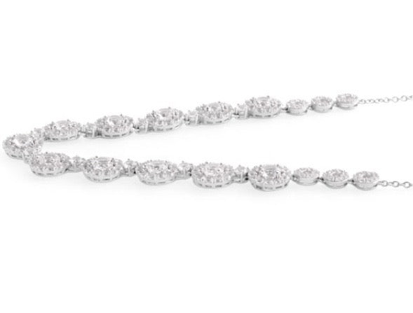 White Sapphire Adjustable Length Silver Necklace