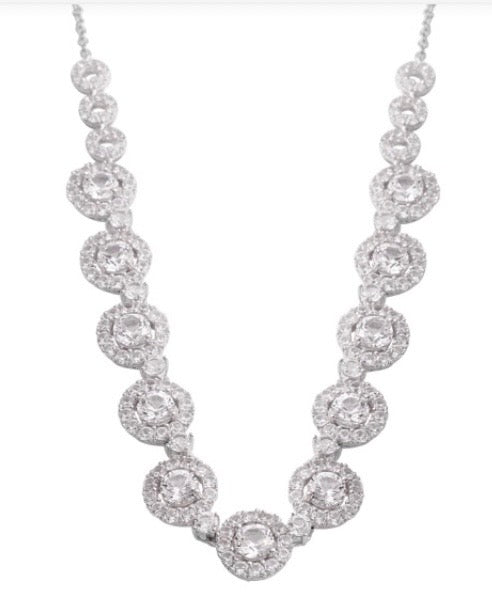 White Sapphire Adjustable Length Silver Necklace
