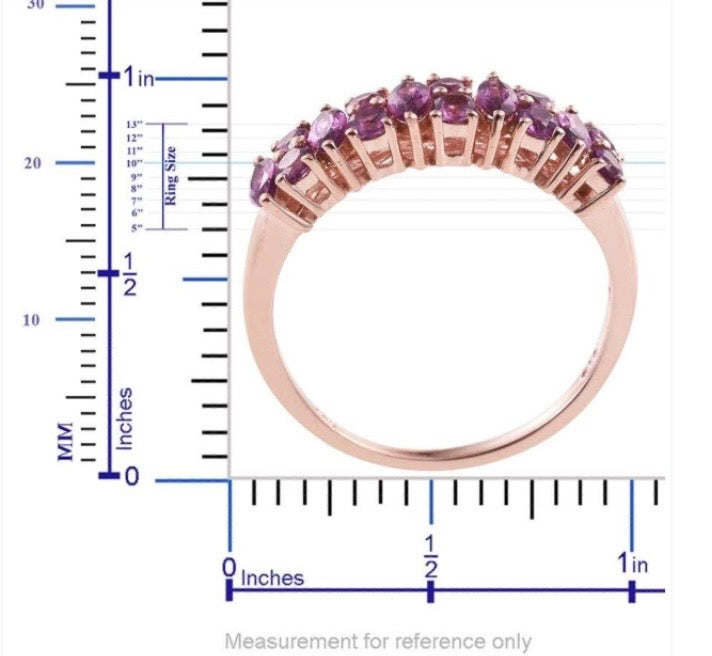 Purple Garnet Rose Gold Over Sterling Silver Ring