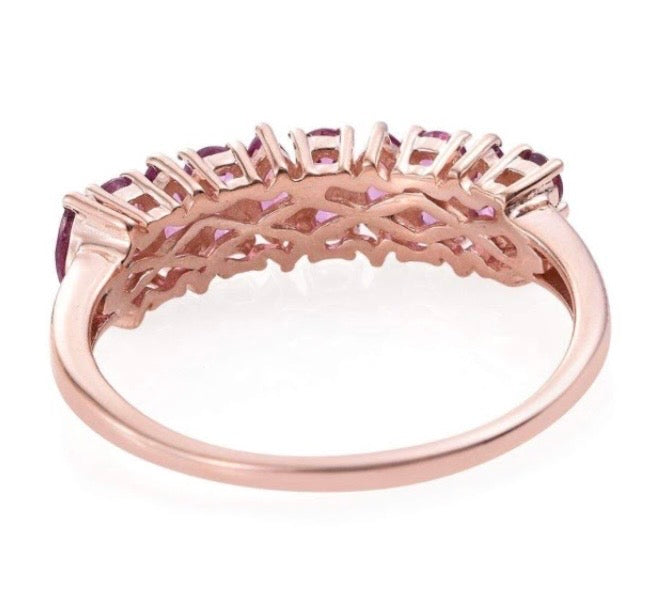 Purple Garnet Rose Gold Over Sterling Silver Ring