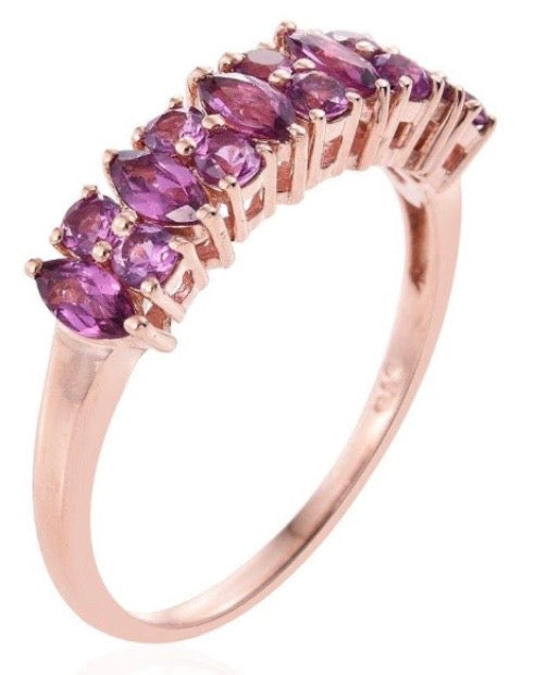 Purple Garnet Rose Gold Over Sterling Silver Ring