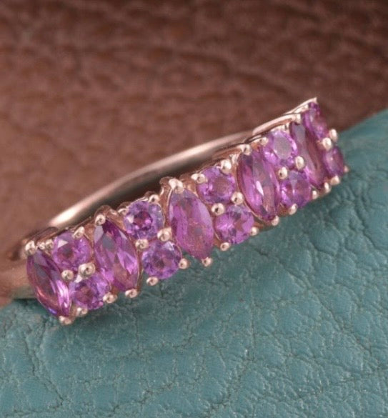 Purple Garnet Rose Gold Over Sterling Silver Ring