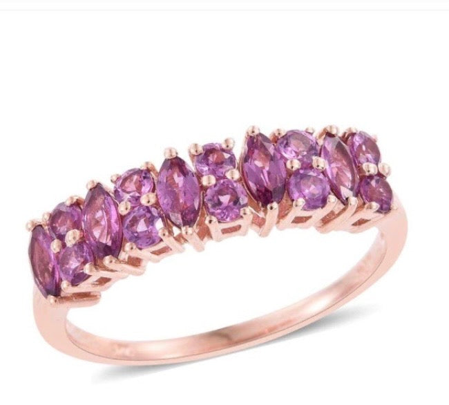 Purple Garnet Rose Gold Over Sterling Silver Ring