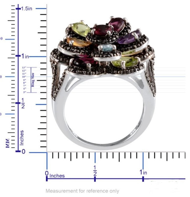 Multi Gemstone Flower Ring