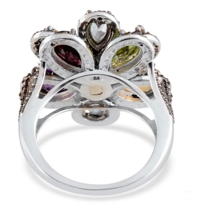 Multi Gemstone Flower Ring