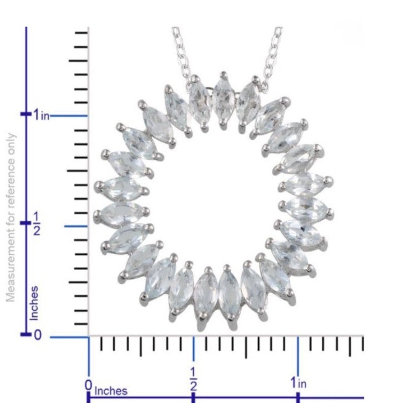 Espirito Santo Aquamarine Silver Circle Pendant With Chain