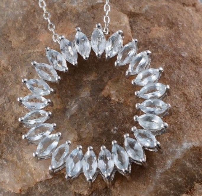 Espirito Santo Aquamarine Silver Circle Pendant With Chain