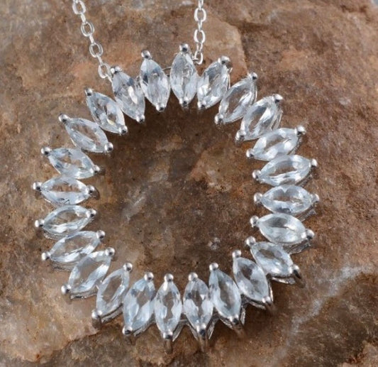 Espirito Santo Aquamarine Silver Circle Pendant With Chain