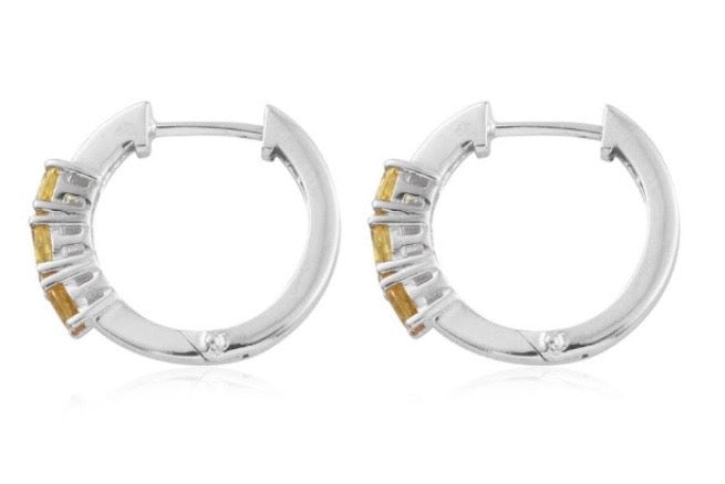 Yellow Sapphire Hoop Silver Earrings