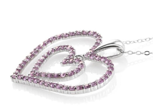 Madagascar Pink Sapphire Heart Pendant With Chain