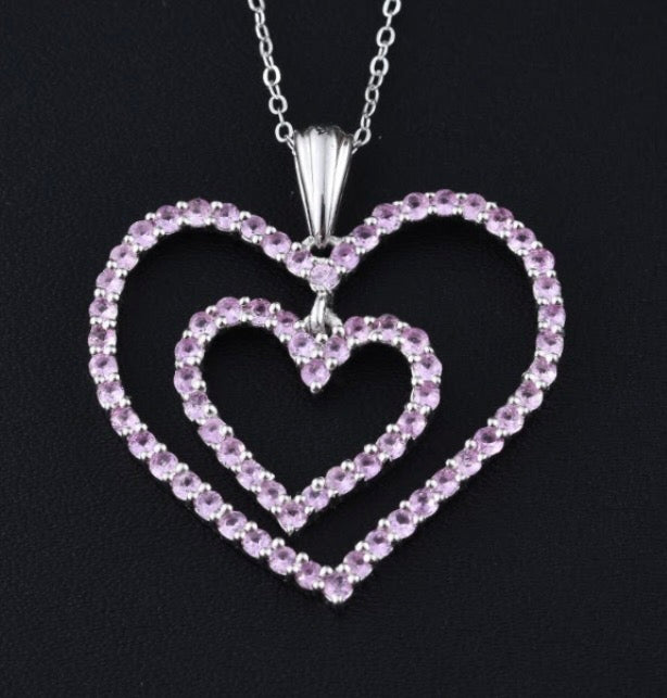 Madagascar Pink Sapphire Heart Pendant With Chain
