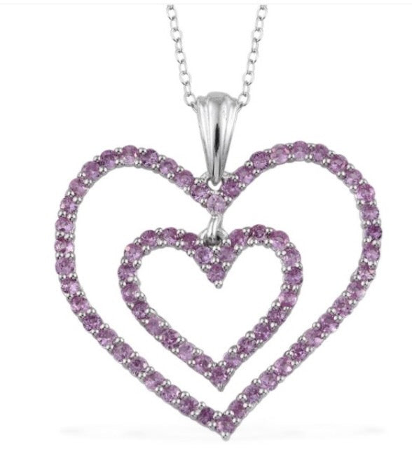 Madagascar Pink Sapphire Heart Pendant With Chain