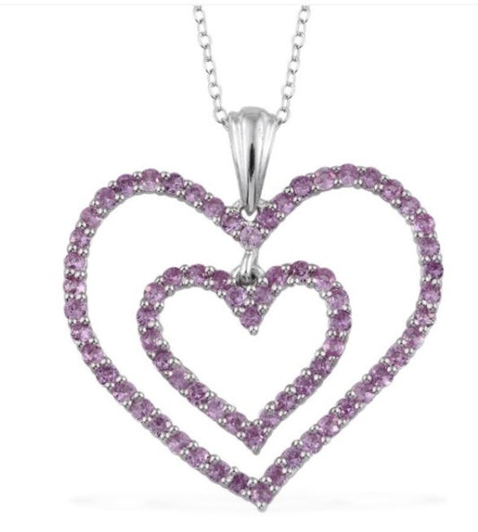 Madagascar Pink Sapphire Heart Pendant With Chain