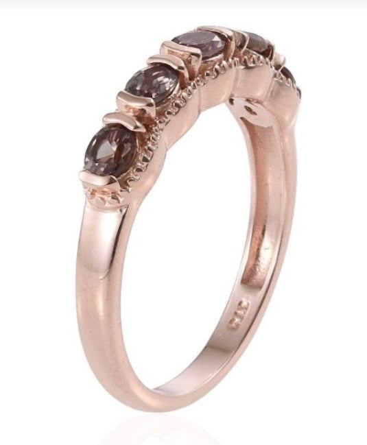 Color Change Garnet Rose Gold Over Sterling Silver Ring