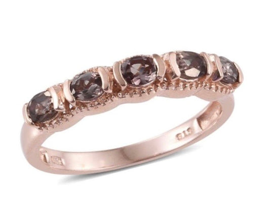 Color Change Garnet Rose Gold Over Sterling Silver Ring