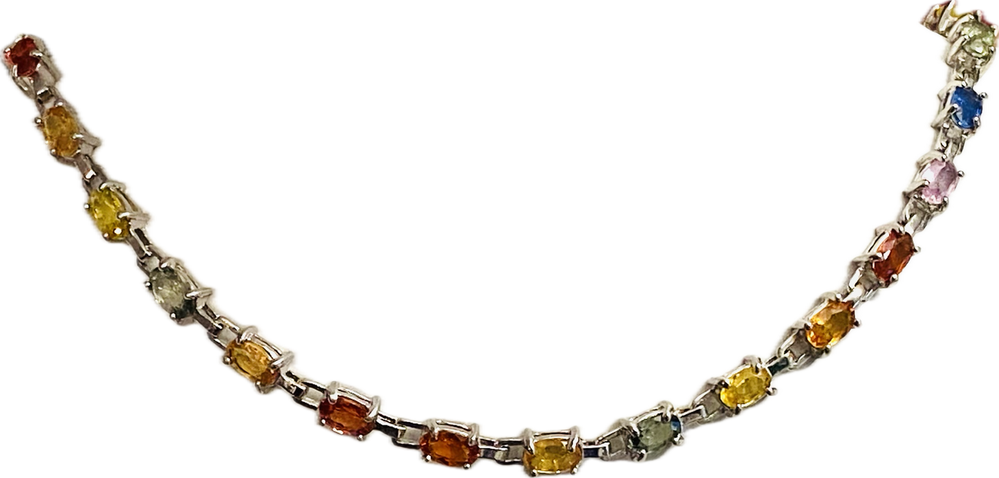 Multi Color Rainbow Sapphire Tennis Bracelet
