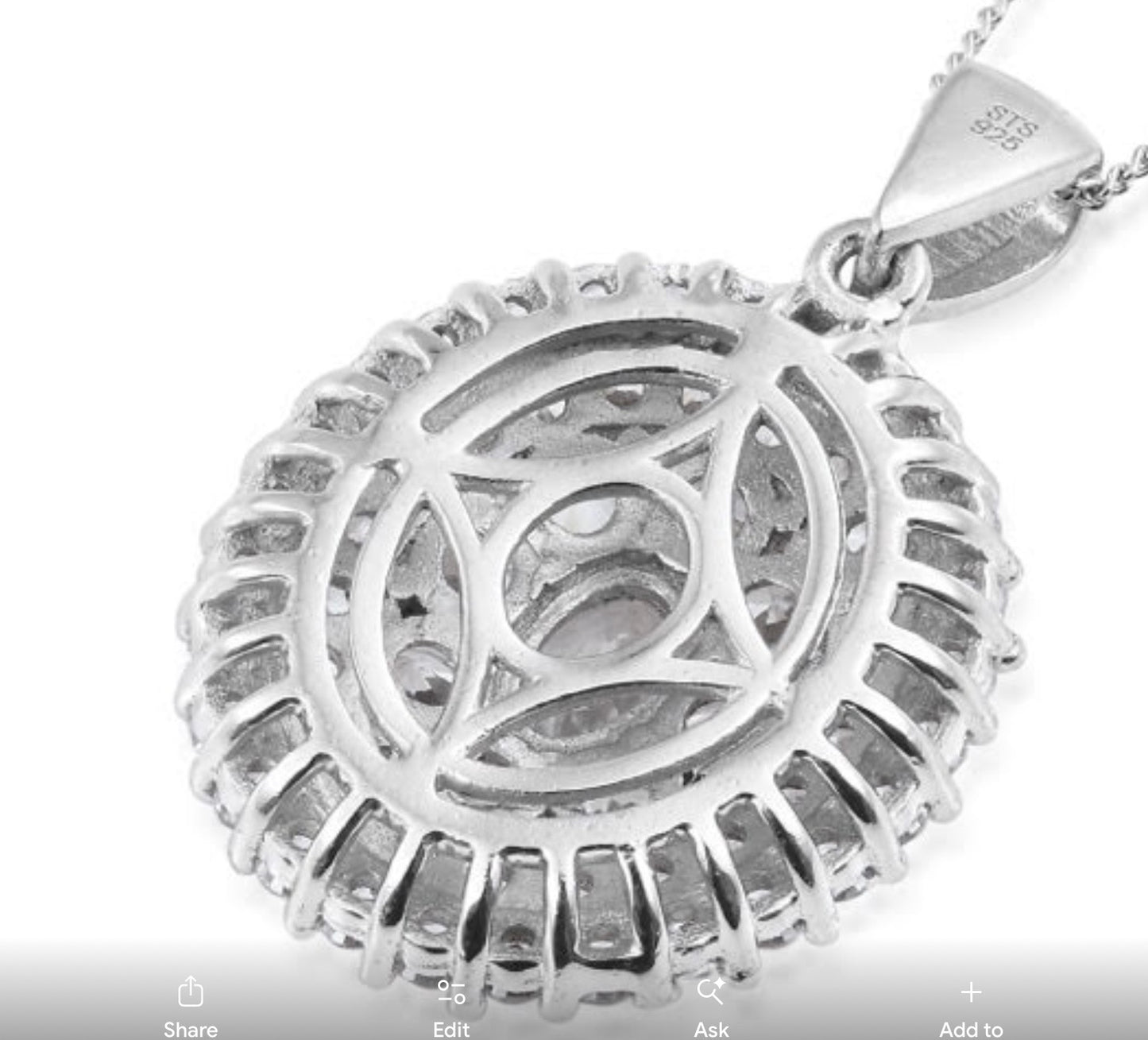 White Zircon Pendant With Chain