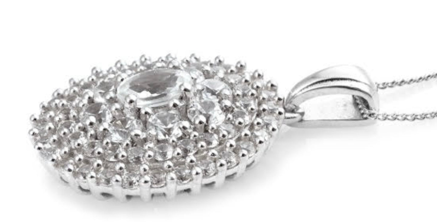 White Zircon Pendant With Chain