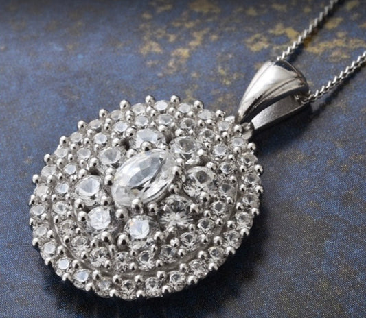 White Zircon Pendant With Chain