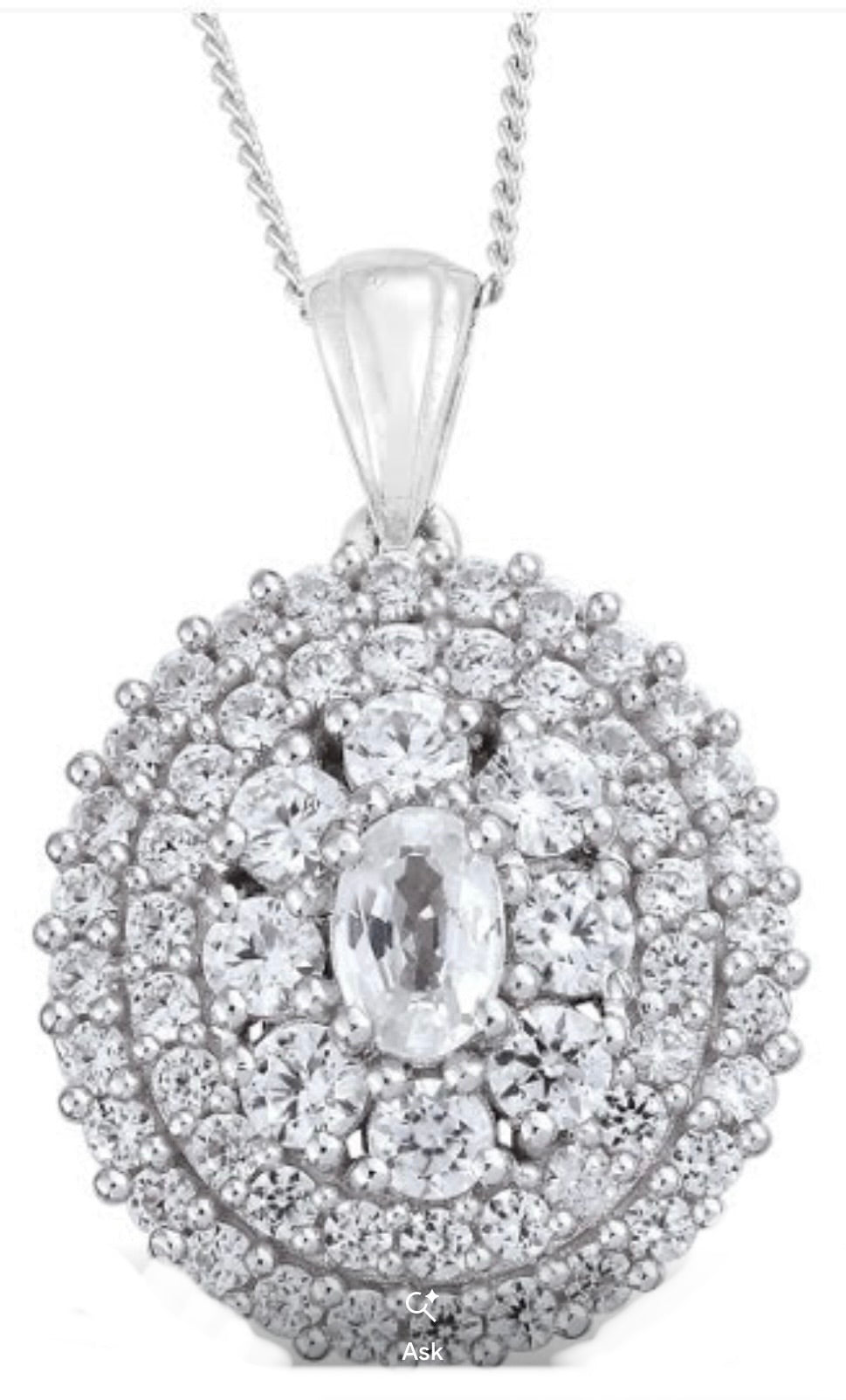 White Zircon Pendant With Chain