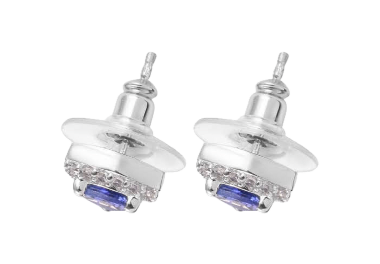 Tanzanite & White Zircon Stud Earrings