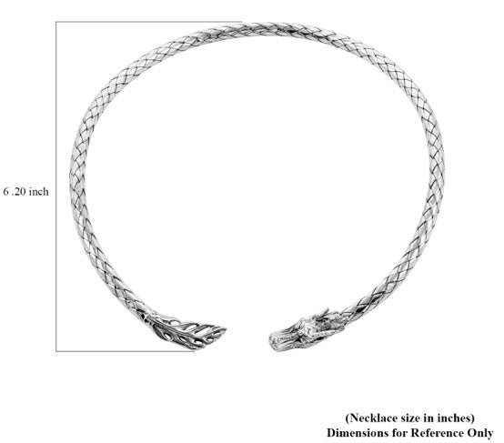 925 Sterling Silver Dragon Neck Collar