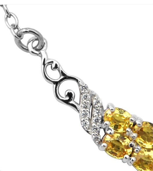Yellow Sapphire & White Zircon Necklace