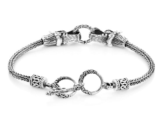 Artisan Crafted  Dragon Head Silver Bracelet