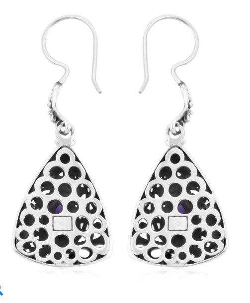 Amethyst Earrings Hand Crafted In Bali 925 Sterling Silver
