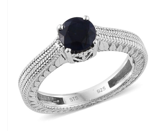 Kanchanaburi Midnight Blue Sapphire Solitaire Ring