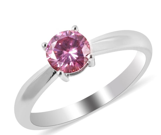 Pink Moissanite Solitaire Engagement Ring