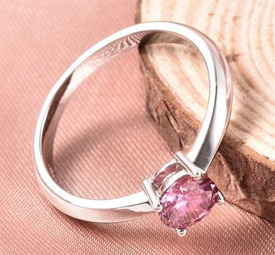 Pink Moissanite Solitaire Engagement Ring