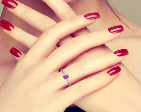 Pink Moissanite Solitaire Engagement Ring