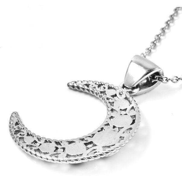 Multi Gemstone Crescent Moon Necklace