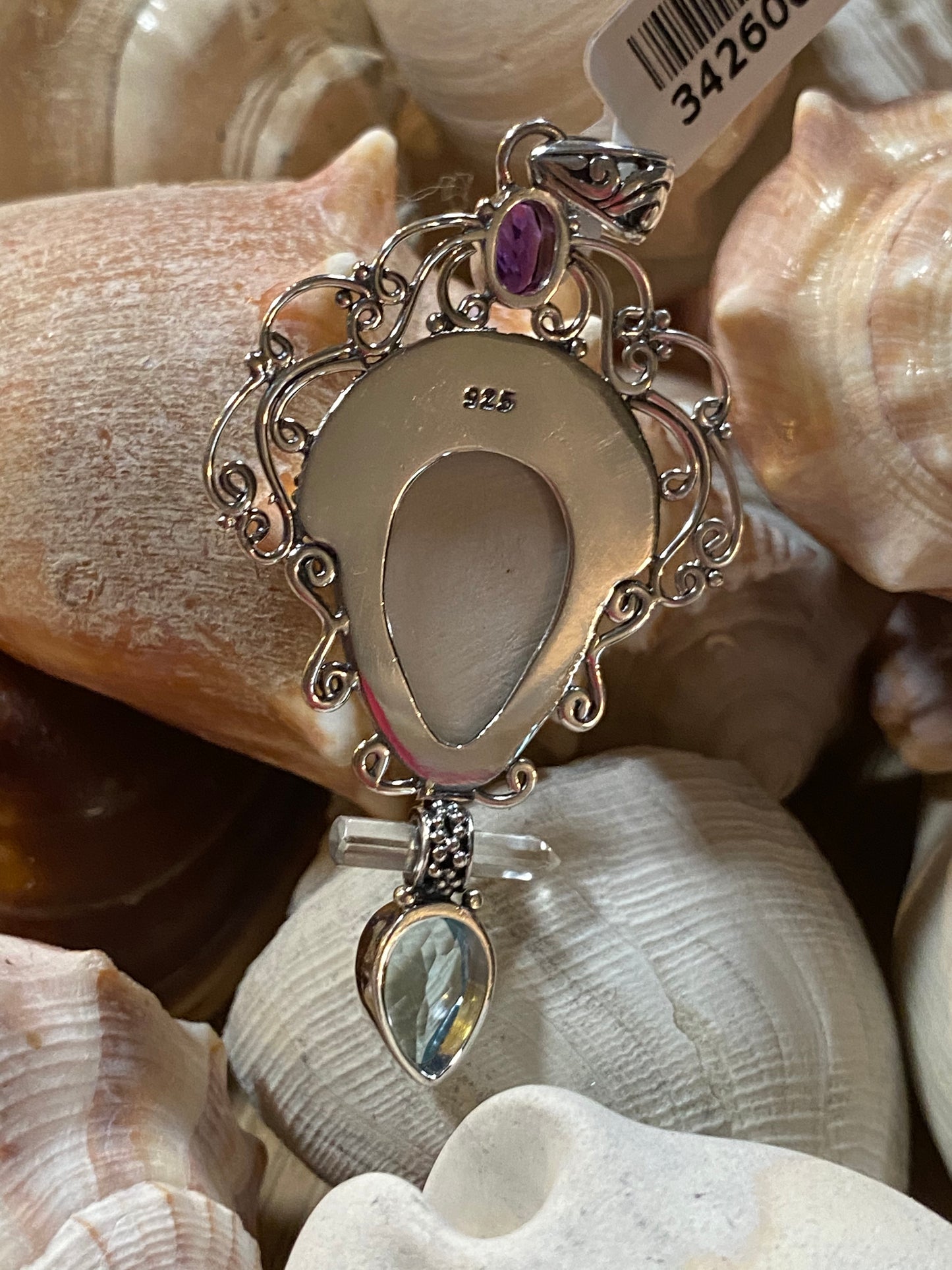 Bali Goddess Topaz & Amethyst 925 Sterling Silver Pendant