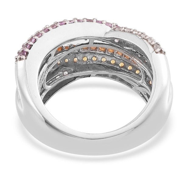 Pink & Yellow Sapphire Criss Cross Ring