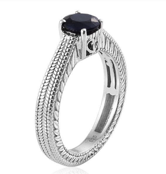 Kanchanaburi Midnight Blue Sapphire Solitaire Ring