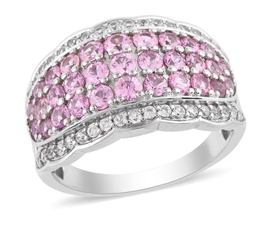 Pink Sapphire & White Zircon Band Ring