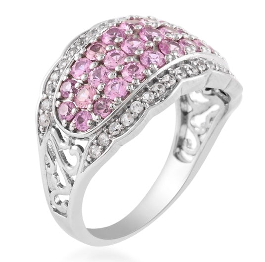 Pink Sapphire & White Zircon Band Ring
