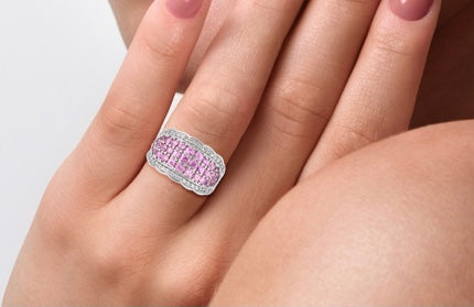 Pink Sapphire & White Zircon Band Ring
