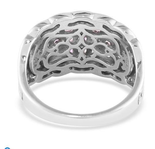 Pink Sapphire & White Zircon Band Ring